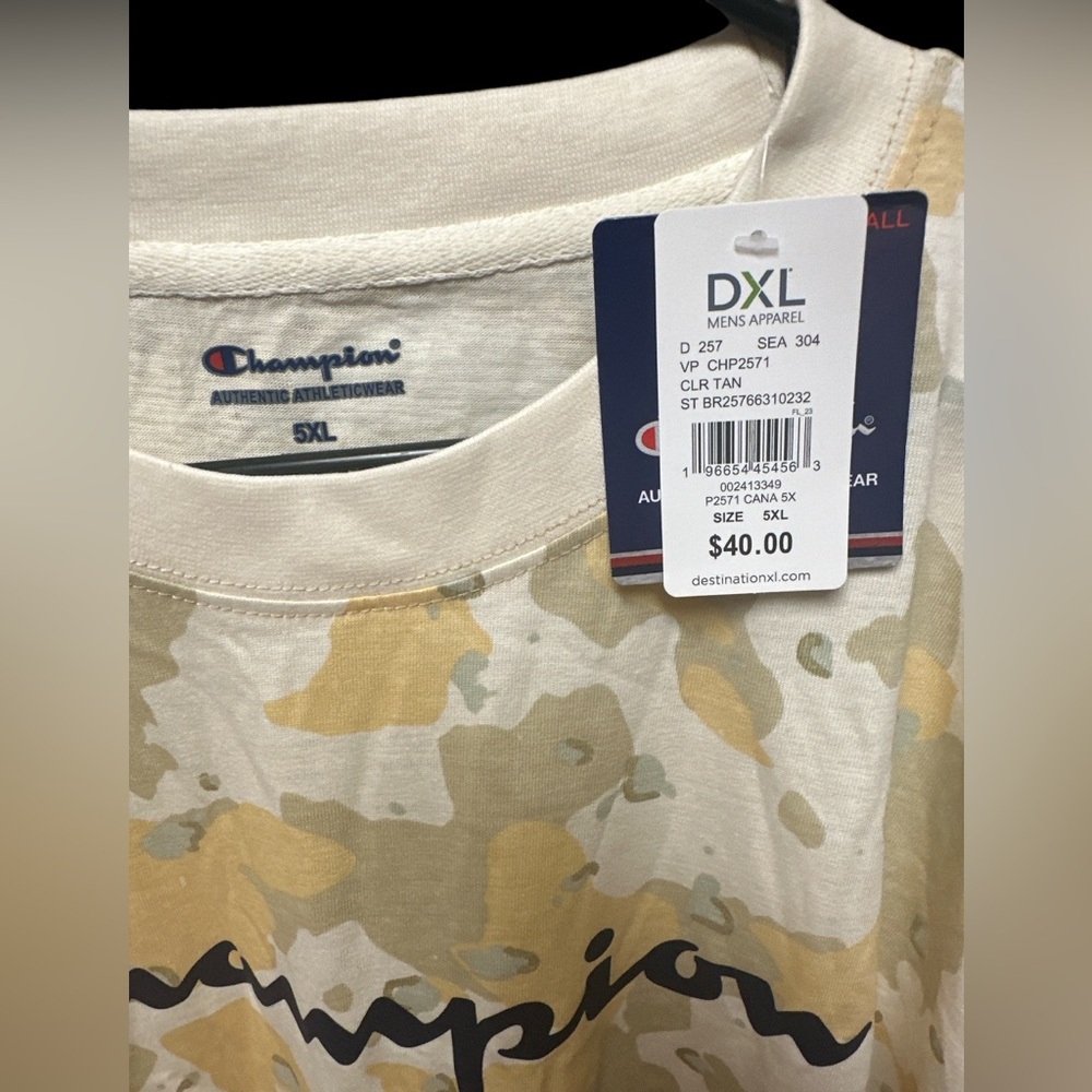 Champion Tan Camo T Shirt 5xl NWT - Picture 2 of 2